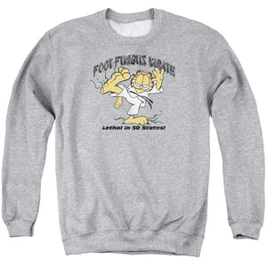 AN OFFCIALLY LICENSED GARFIELD FOOT FUNGUS KARATE ADULT UNISEX CREWNECK SWEATSHIRT ATHLETIC HEATHER