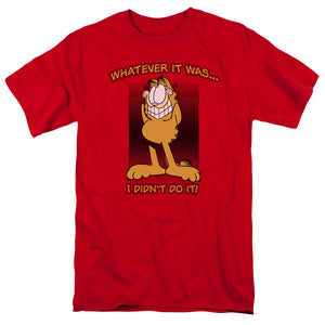 AN OFFCIALLY LICENSED GARFIELD I DIDNT DO IT MEN'S REGULAR FIT T-SHIRT RED