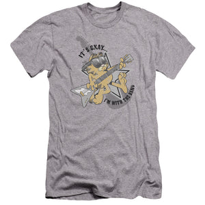 AN OFFCIALLY LICENSED GARFIELD IM WITH THE BAND MEN'S PREMIUM SLIM FIT T-SHIRT ATHLETIC HEATHER