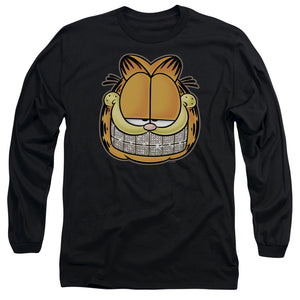 AN OFFCIALLY LICENSED GARFIELD NICE GRILL MEN'S LONG SLEEVE T-SHIRT BLACK