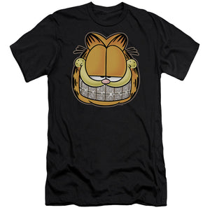 AN OFFCIALLY LICENSED GARFIELD NICE GRILL MEN'S PREMIUM SLIM FIT T-SHIRT BLACK
