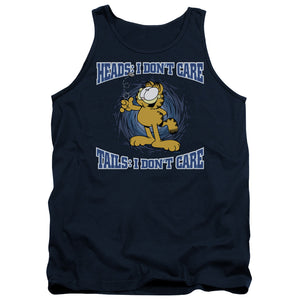 AN OFFCIALLY LICENSED GARFIELD HEADS OR TAILS ADULT UNISEX TANK TOP NAVY