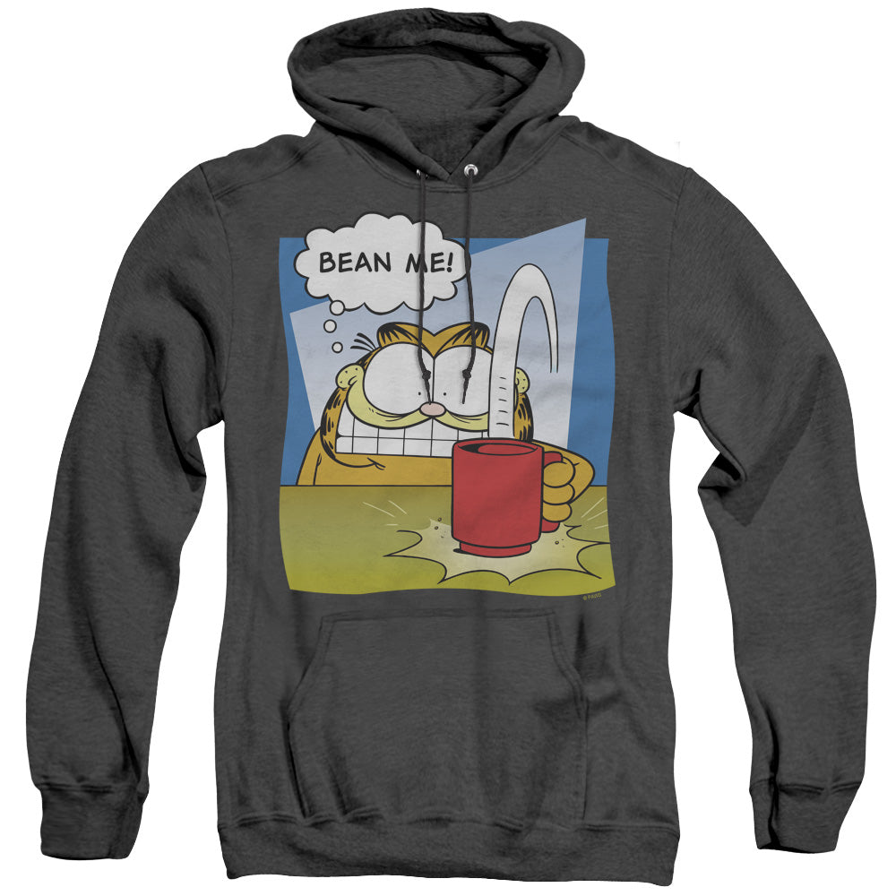 AN OFFCIALLY LICENSED GARFIELD BEAN ME ADULT UNISEX HEATHER PULLOVER HOODIE BLACK