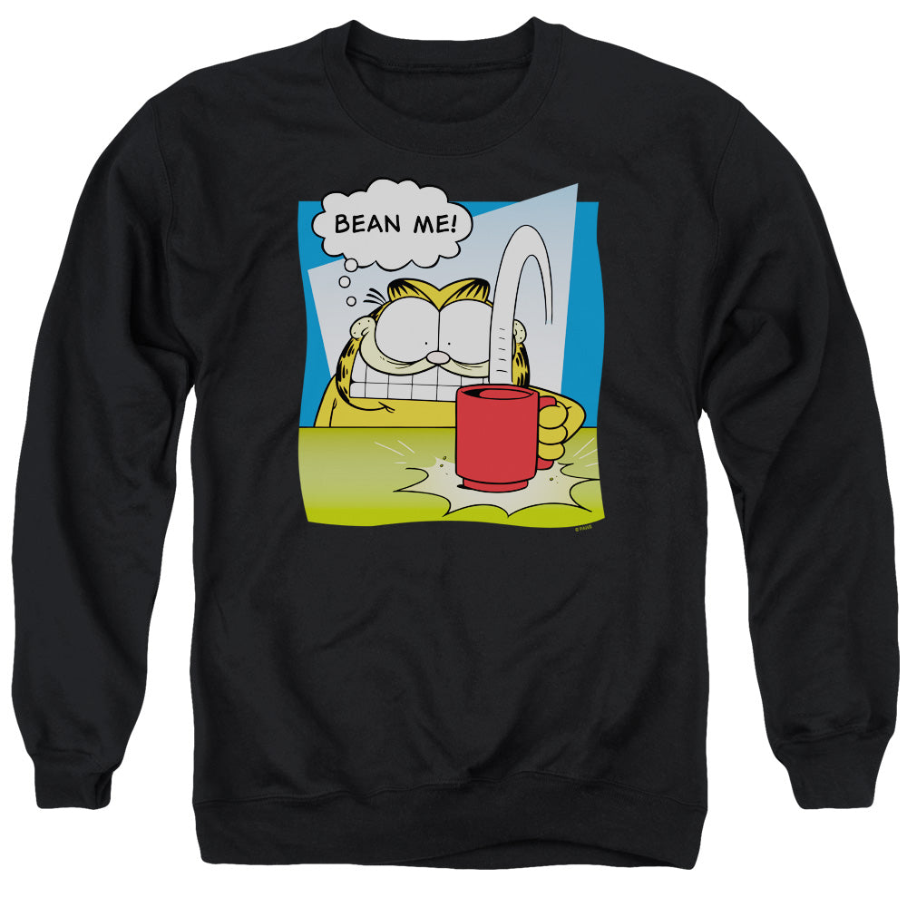 AN OFFCIALLY LICENSED GARFIELD BEAN ME ADULT UNISEX CREWNECK SWEATSHIRT BLACK