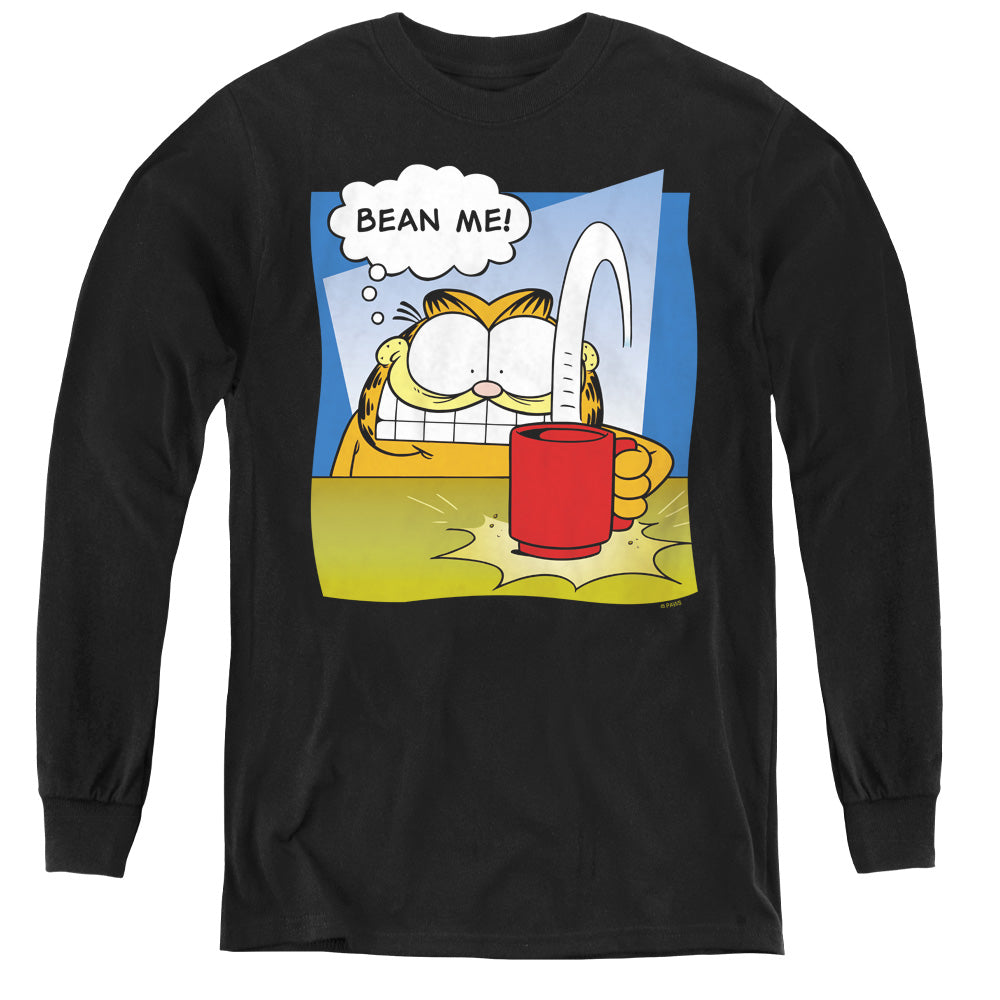 AN OFFCIALLY LICENSED GARFIELD BEAN ME YOUTH LONG SLEEVE T-SHIRT BLACK