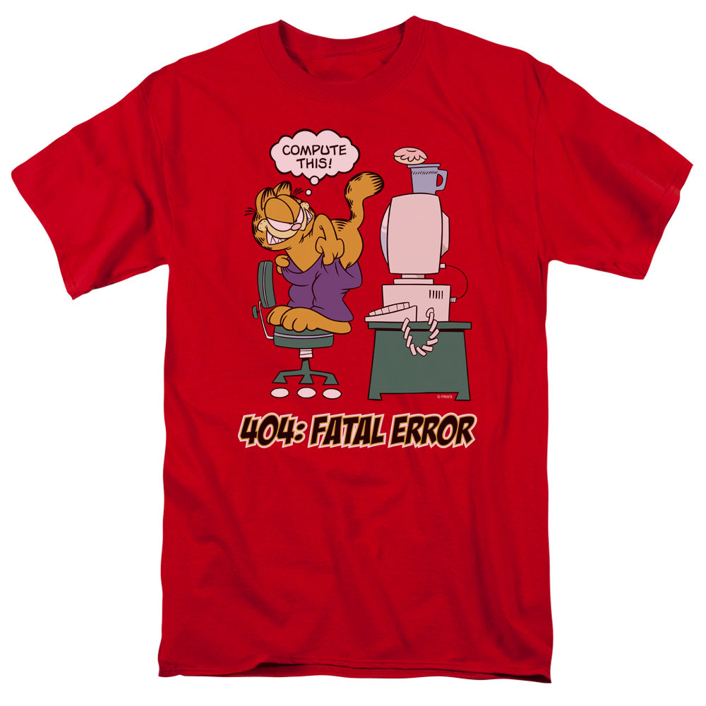 AN OFFCIALLY LICENSED GARFIELD COMPUTE THIS MEN'S REGULAR FIT T-SHIRT RED