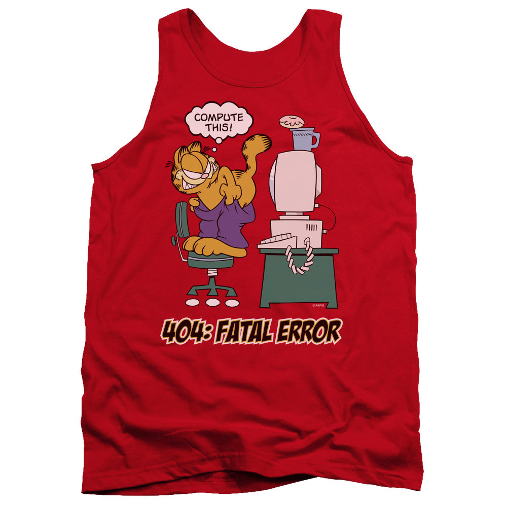 AN OFFCIALLY LICENSED GARFIELD COMPUTE THIS ADULT UNISEX TANK TOP RED