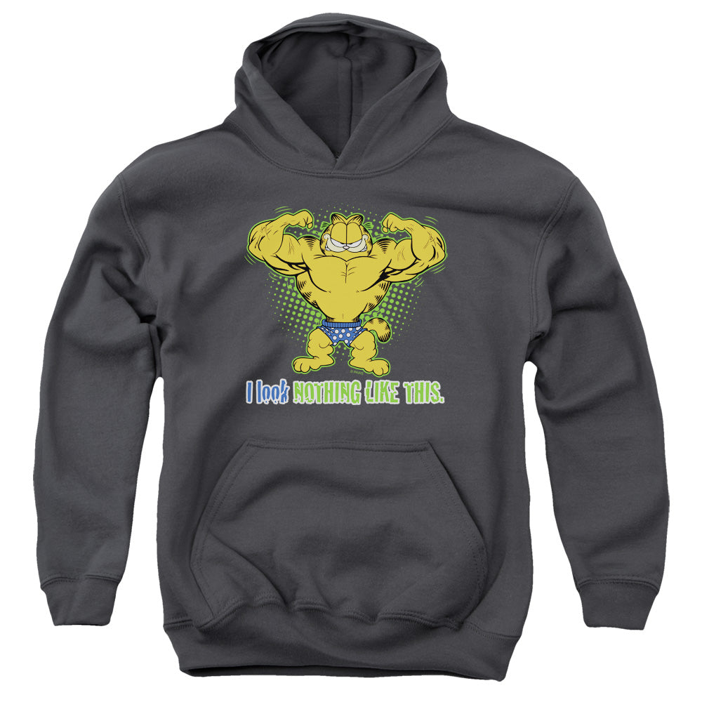 AN OFFCIALLY LICENSED GARFIELD NOTHING LIKE THIS YOUTH HOODIE CHARCOAL