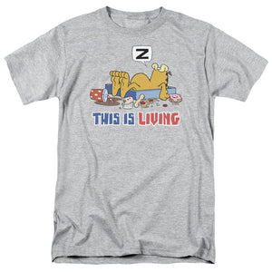 AN OFFCIALLY LICENSED GARFIELD THIS IS LIVING MEN'S REGULAR FIT T-SHIRT ATHLETIC HEATHER