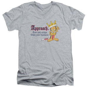 AN OFFCIALLY LICENSED GARFIELD STATE YOUR BUSINESS MEN'S V-NECK T-SHIRT ATHLETIC HEATHER