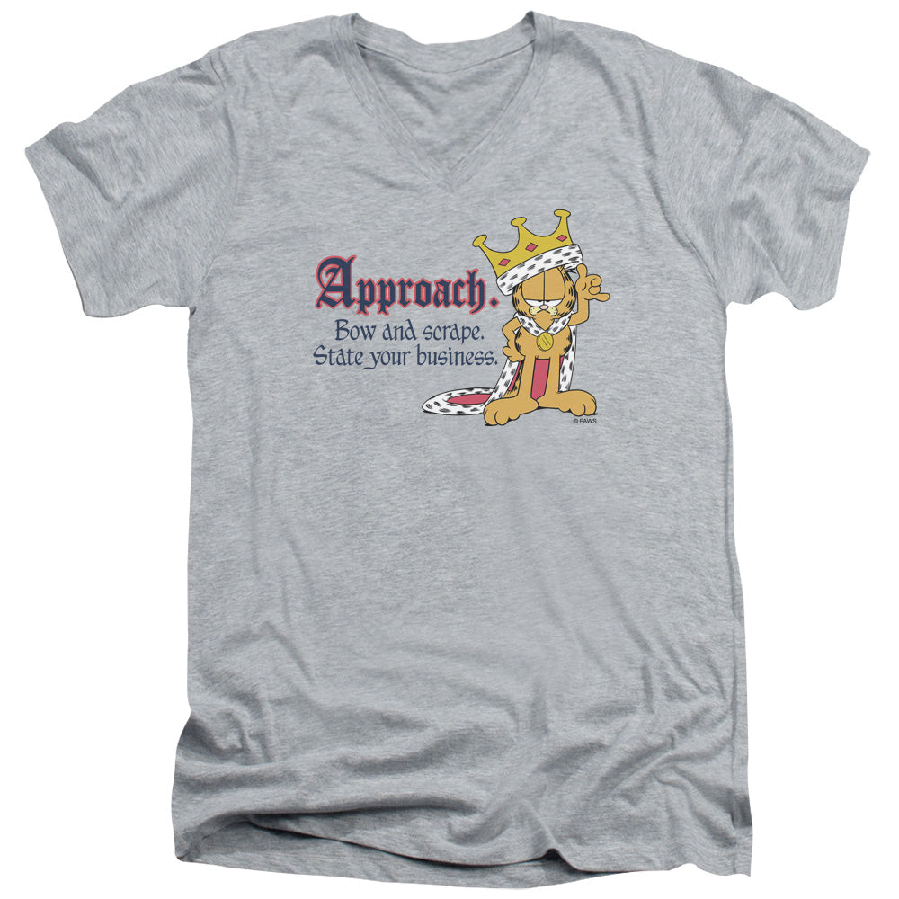 AN OFFCIALLY LICENSED GARFIELD STATE YOUR BUSINESS MEN'S V-NECK T-SHIRT ATHLETIC HEATHER