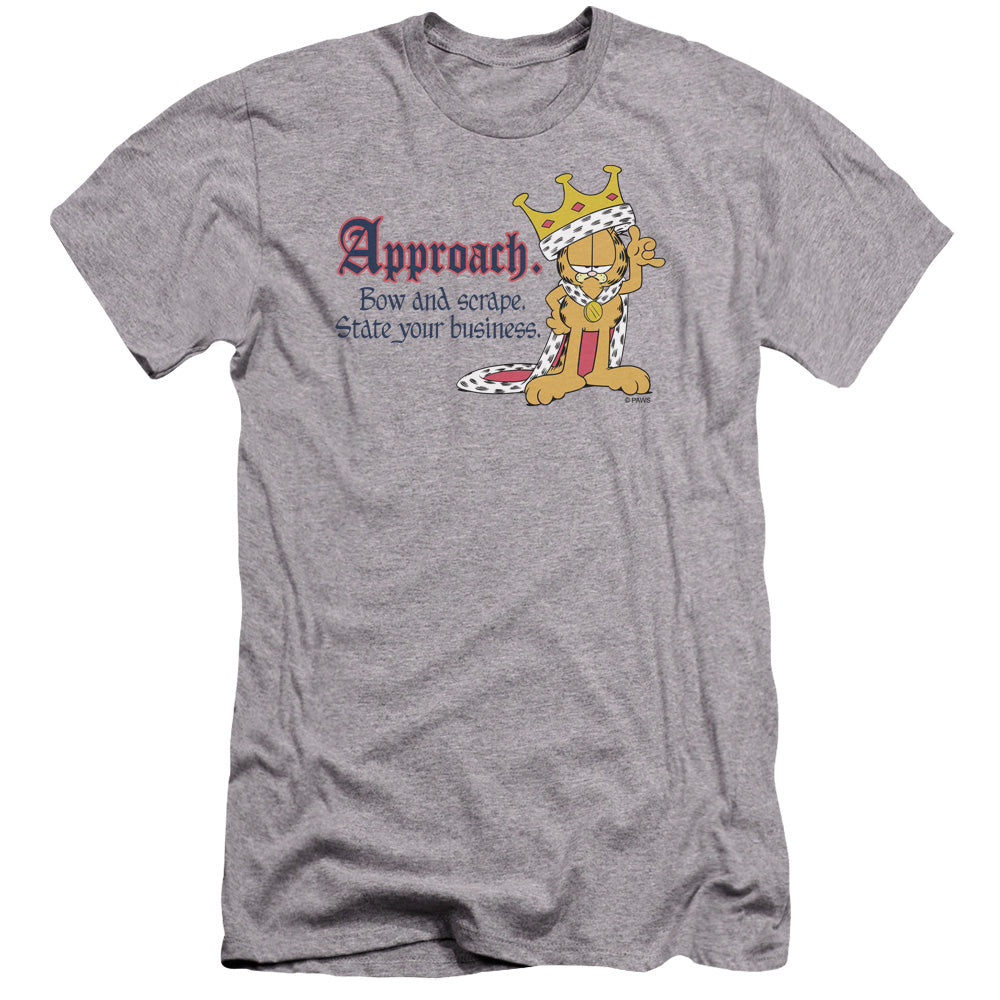 AN OFFCIALLY LICENSED GARFIELD STATE YOUR BUSINESS MEN'S PREMIUM SLIM FIT T-SHIRT ATHLETIC HEATHER