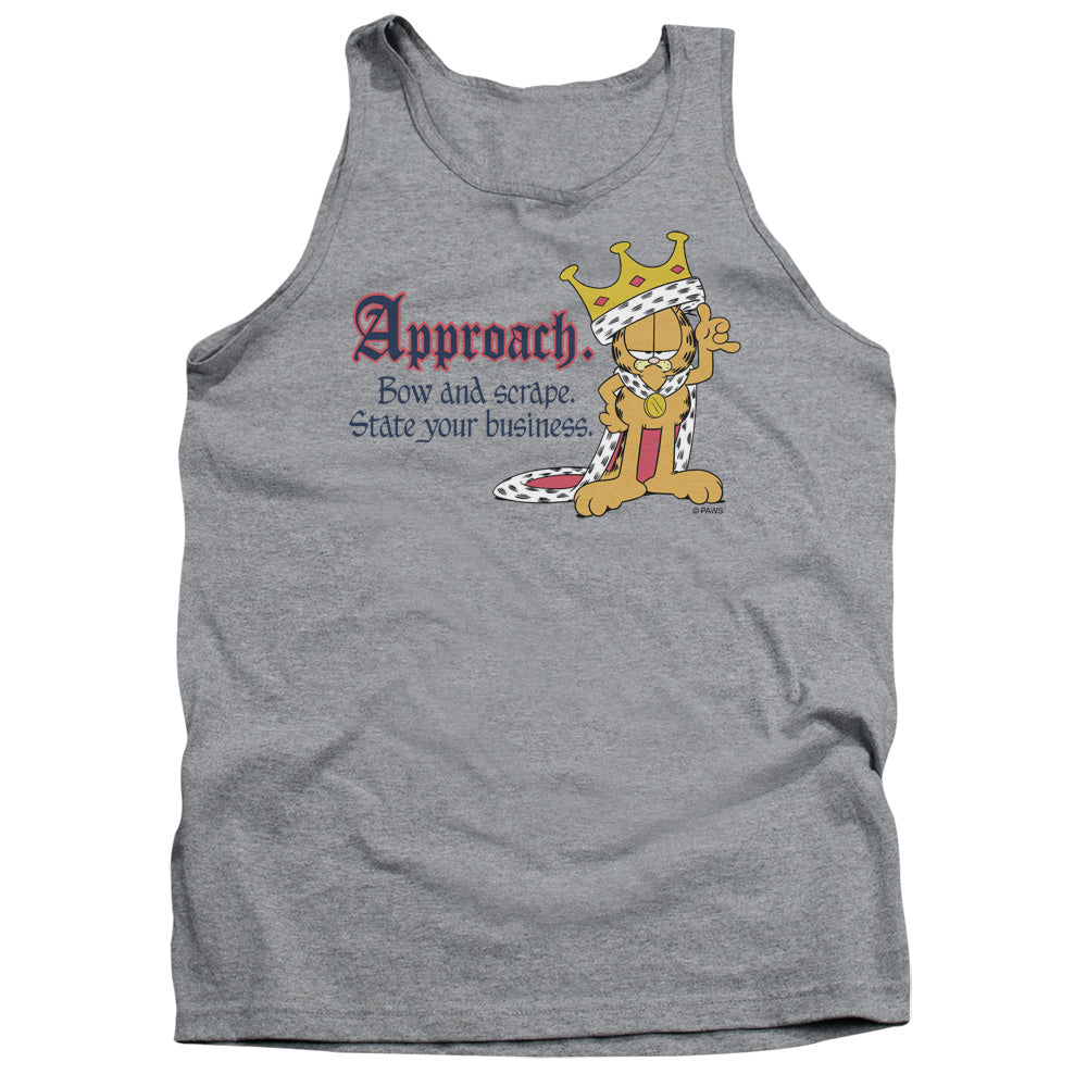AN OFFCIALLY LICENSED GARFIELD STATE YOUR BUSINESS ADULT UNISEX TANK TOP ATHLETIC HEATHER