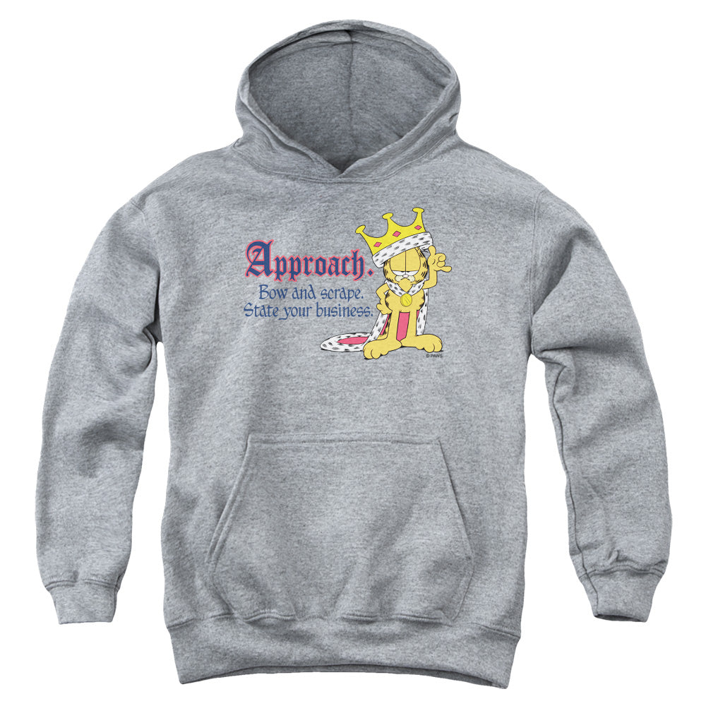 AN OFFCIALLY LICENSED GARFIELD STATE YOUR BUSINESS YOUTH HOODIE ATHLETIC HEATHER