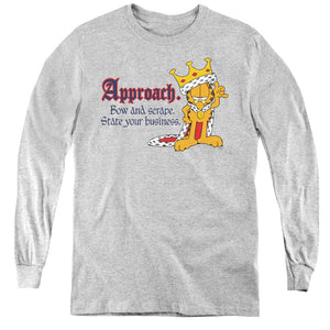 AN OFFCIALLY LICENSED GARFIELD STATE YOUR BUSINESS YOUTH LONG SLEEVE T-SHIRT ATHLETIC HEATHER
