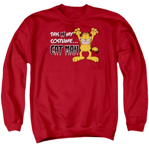 AN OFFCIALLY LICENSED GARFIELD CAT MAN ADULT UNISEX CREWNECK SWEATSHIRT RED