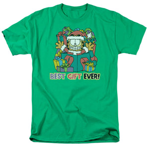 AN OFFCIALLY LICENSED GARFIELD BEST GIFT EVER MEN'S REGULAR FIT T-SHIRT KELLY GREEN