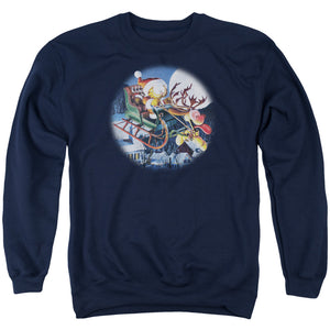 AN OFFCIALLY LICENSED GARFIELD MOONLIGHT RIDE ADULT UNISEX CREWNECK SWEATSHIRT NAVY