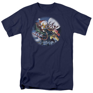 AN OFFCIALLY LICENSED GARFIELD MOONLIGHT RIDE MEN'S REGULAR FIT T-SHIRT NAVY