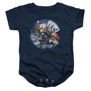 AN OFFCIALLY LICENSED GARFIELD MOONLIGHT RIDE BABY BODYSUIT NAVY