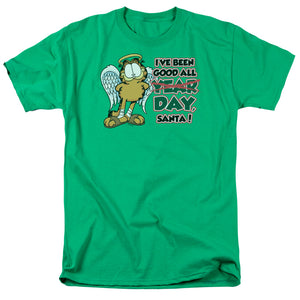 AN OFFCIALLY LICENSED GARFIELD IVE BEEN GOOD MEN'S REGULAR FIT T-SHIRT KELLY GREEN