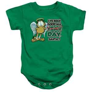 AN OFFCIALLY LICENSED GARFIELD IVE BEEN GOOD BABY BODYSUIT KELLY GREEN
