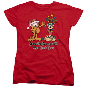 AN OFFCIALLY LICENSED GARFIELD SHARE THE SEASON WOMEN'S REGULAR FIT T-SHIRT RED