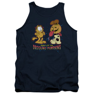 AN OFFCIALLY LICENSED GARFIELD DROOLING PUMPKINS ADULT UNISEX TANK TOP NAVY
