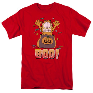 AN OFFCIALLY LICENSED GARFIELD BOO! MEN'S REGULAR FIT T-SHIRT RED
