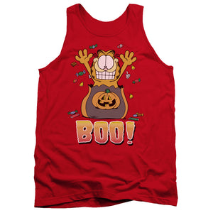 AN OFFCIALLY LICENSED GARFIELD BOO! ADULT UNISEX TANK TOP RED