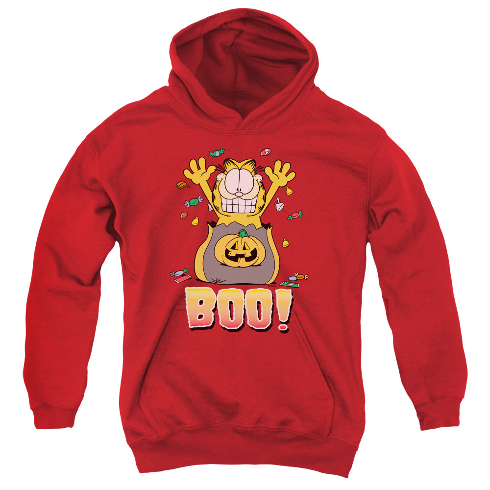 AN OFFCIALLY LICENSED GARFIELD BOO! YOUTH HOODIE RED