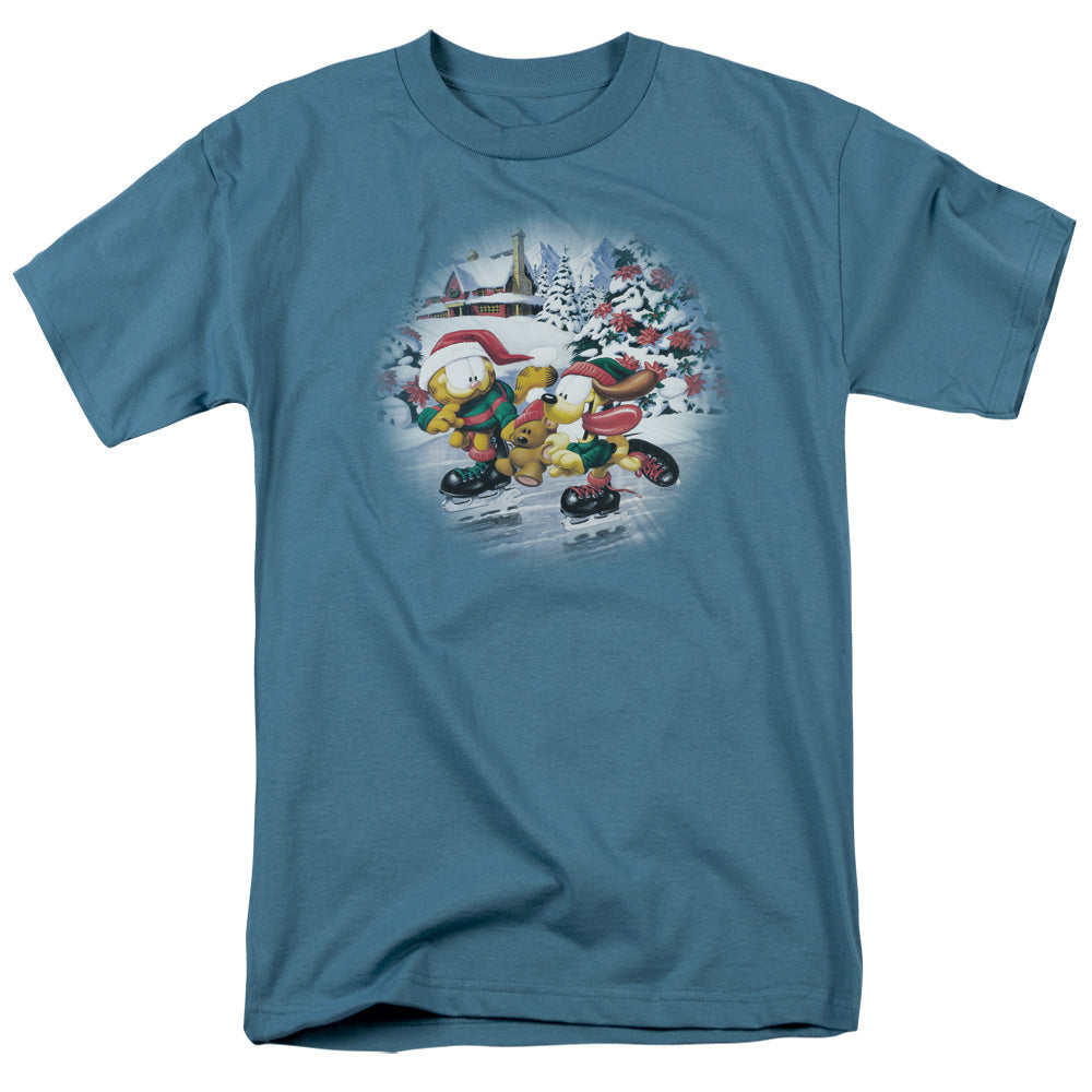 Garfield Ice Skating Licensed Adult Unisex T-Shirt Regular Fit Tee SM-3X