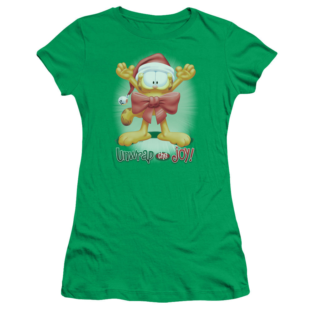 Garfield Unwrap The Joy! Licensed Women's T-Shirt Juniors MD-LG