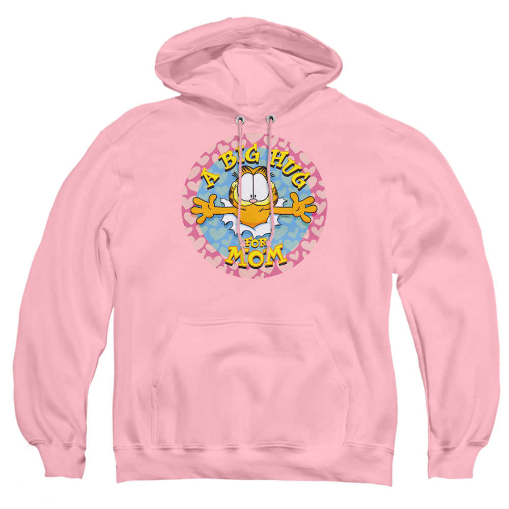 AN OFFCIALLY LICENSED GARFIELD A BIG HUG FOR MOM ADULT UNISEX PULLOVER HOODIE PINK