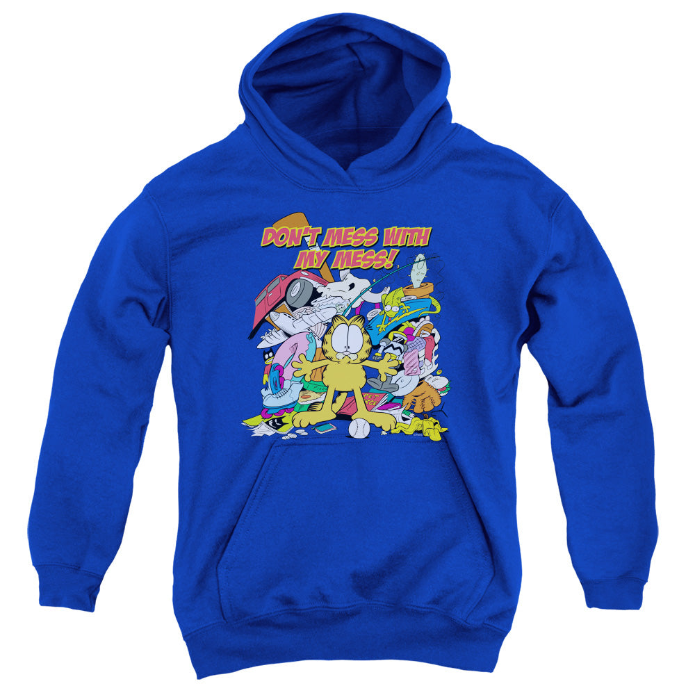 AN OFFCIALLY LICENSED GARFIELD MY MESS YOUTH HOODIE ROYAL