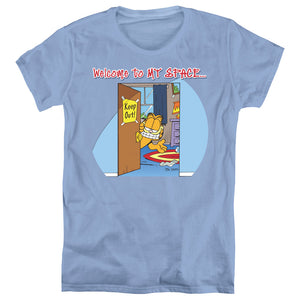 AN OFFCIALLY LICENSED GARFIELD WELCOME TO MYSPACE WOMEN'S REGULAR FIT T-SHIRT CAROLINA BLUE