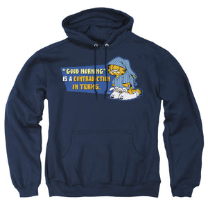 AN OFFCIALLY LICENSED GARFIELD CONTRADICITION IN TERMS ADULT UNISEX PULLOVER HOODIE NAVY