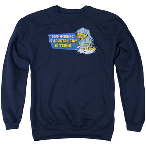 AN OFFCIALLY LICENSED GARFIELD CONTRADICITION IN TERMS ADULT UNISEX CREWNECK SWEATSHIRT NAVY