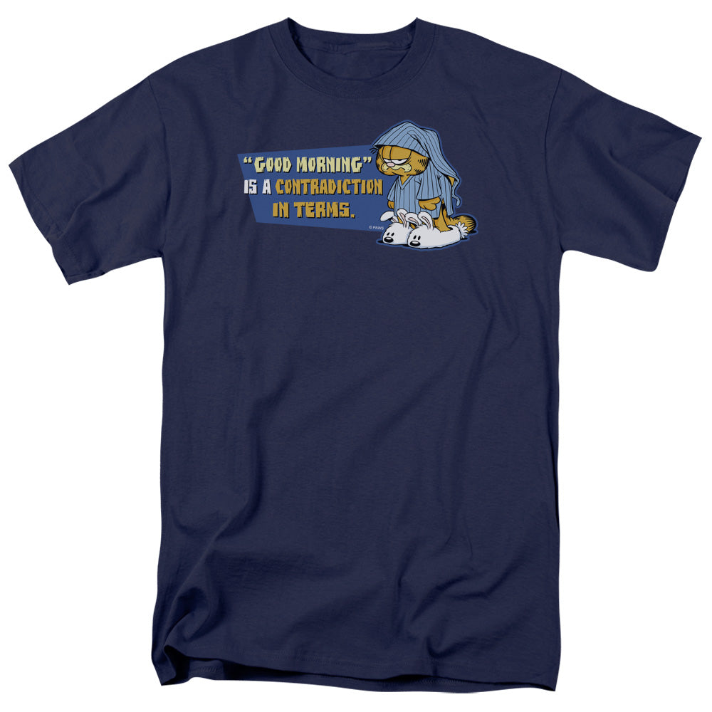 AN OFFCIALLY LICENSED GARFIELD CONTRADICITION IN TERMS MEN'S REGULAR FIT T-SHIRT NAVY