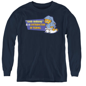 AN OFFCIALLY LICENSED GARFIELD CONTRADICITION IN TERMS YOUTH LONG SLEEVE T-SHIRT NAVY