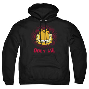 AN OFFCIALLY LICENSED GARFIELD OBEY ME ADULT UNISEX PULLOVER HOODIE BLACK