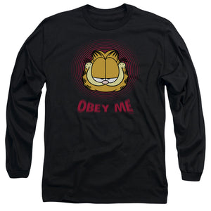 AN OFFCIALLY LICENSED GARFIELD OBEY ME MEN'S LONG SLEEVE T-SHIRT BLACK