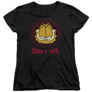 AN OFFCIALLY LICENSED GARFIELD OBEY ME WOMEN'S REGULAR FIT T-SHIRT BLACK