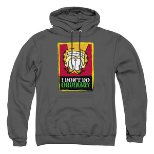 AN OFFCIALLY LICENSED GARFIELD I DONT DO ORDINARY ADULT UNISEX PULLOVER HOODIE CHARCOAL
