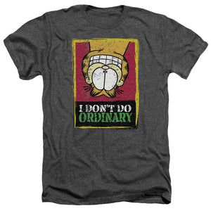 AN OFFCIALLY LICENSED GARFIELD I DONT DO ORDINARY MEN'S HEATHER T-SHIRT CHARCOAL