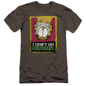 AN OFFCIALLY LICENSED GARFIELD I DONT DO ORDINARY MEN'S PREMIUM SLIM FIT T-SHIRT CHARCOAL