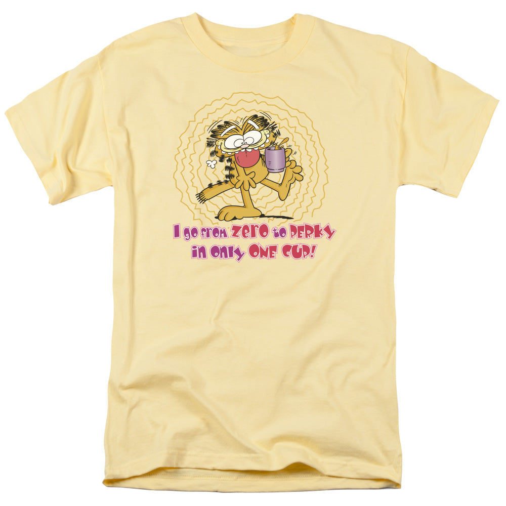 Garfield From Zero To Perky Licensed Adult Unisex T-Shirt Regular Fit Tee SM-3X