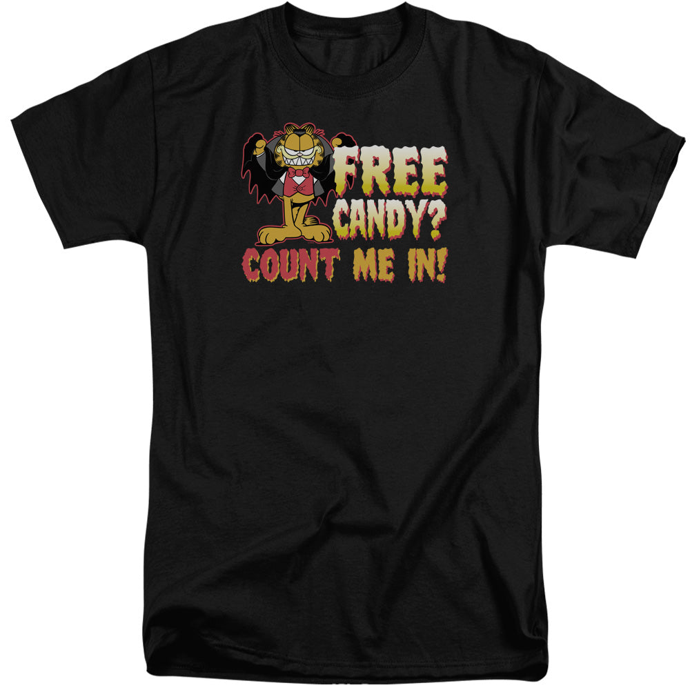 AN OFFCIALLY LICENSED GARFIELD COUNT ME IN MEN'S TALL FIT T-SHIRT BLACK