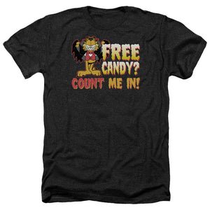 AN OFFCIALLY LICENSED GARFIELD COUNT ME IN MEN'S HEATHER T-SHIRT CHARCOAL
