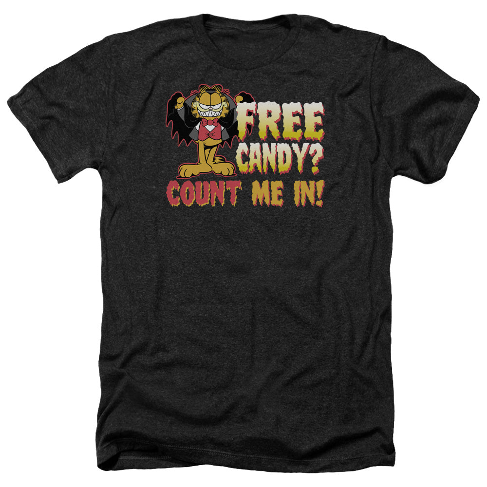 AN OFFCIALLY LICENSED GARFIELD COUNT ME IN MEN'S HEATHER T-SHIRT CHARCOAL